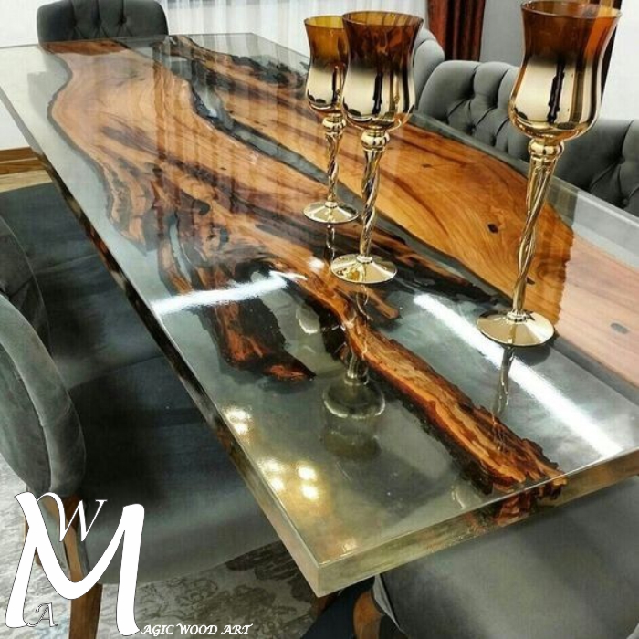 mesa madera resina elegante