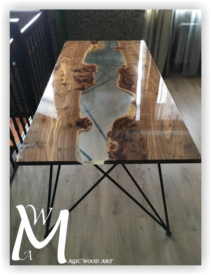 mesa-madera resina transparente